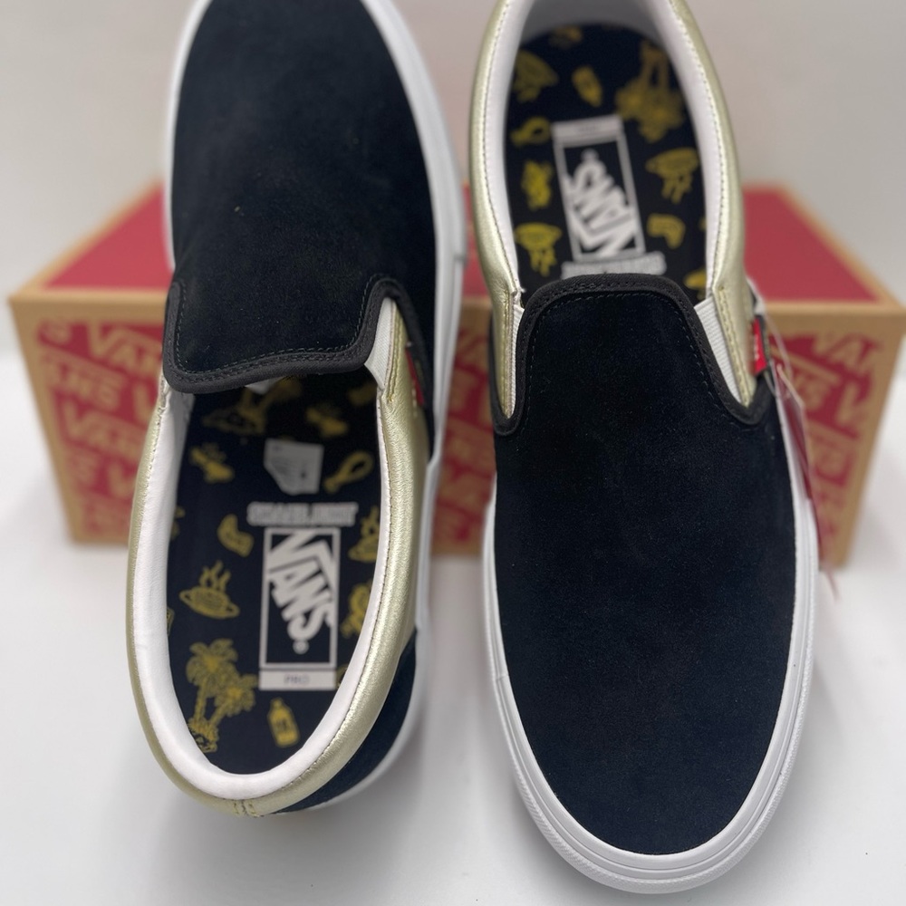 Vans Men’s Slip-On Pro (Shake Junt) Black/Gold Sneakers
VN0A347V13L - Picture 12 of 16